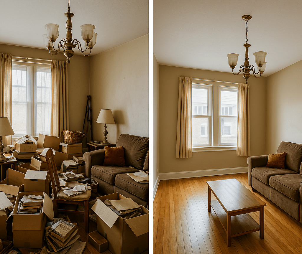 Antes y después vaciado casa